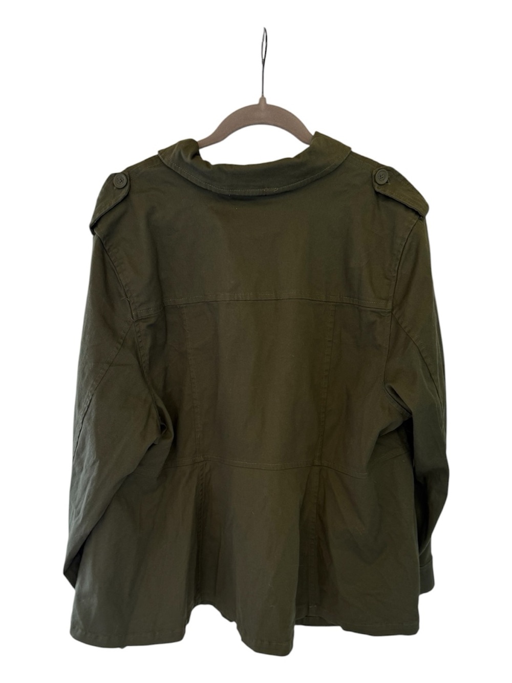 NWT Torrid Utility Jacket Size 3 22/24 Olive Green Stretch Peplum - Picture 6 of 11